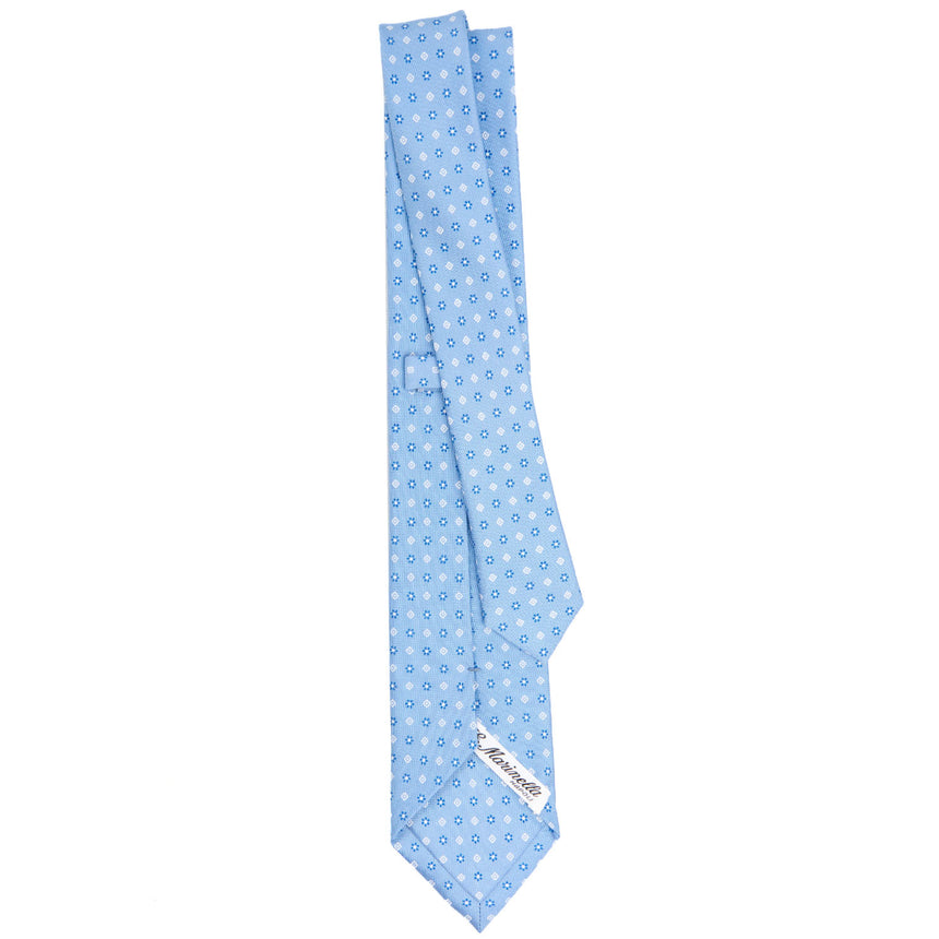 light_blue_sartorial_7_cm_silk_tie_small_flower_pattern_full_back_view