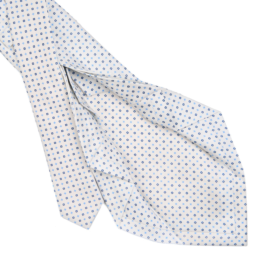 WHITE 7 FOLD SARTORIAL SILK TIE