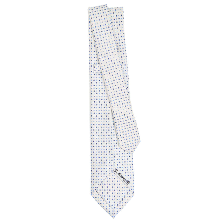 WHITE 7 FOLD SARTORIAL SILK TIE