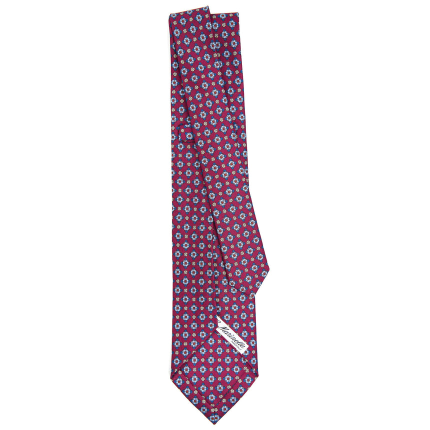 burgundy_7_fold_sartorial_silk_tie_small_flower_pattern_full_back_view