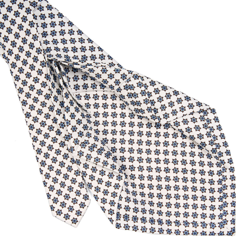 WHITE 7 FOLD SARTORIAL SILK TIE