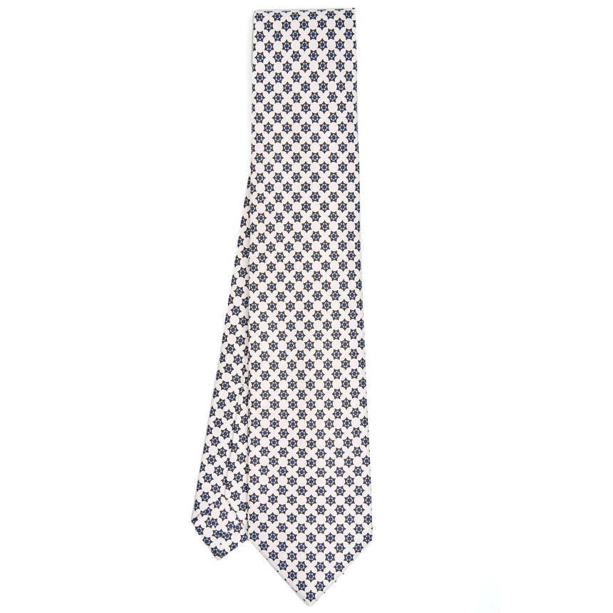WHITE 7 FOLD SARTORIAL SILK TIE