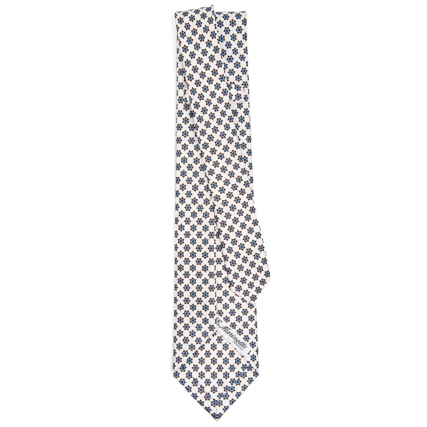 WHITE 7 FOLD SARTORIAL SILK TIE