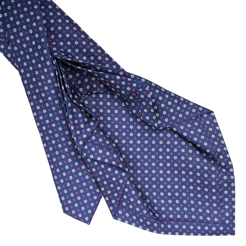 CRAVATTA SARTORIALE 7 PIEGHE IN SETA BLU