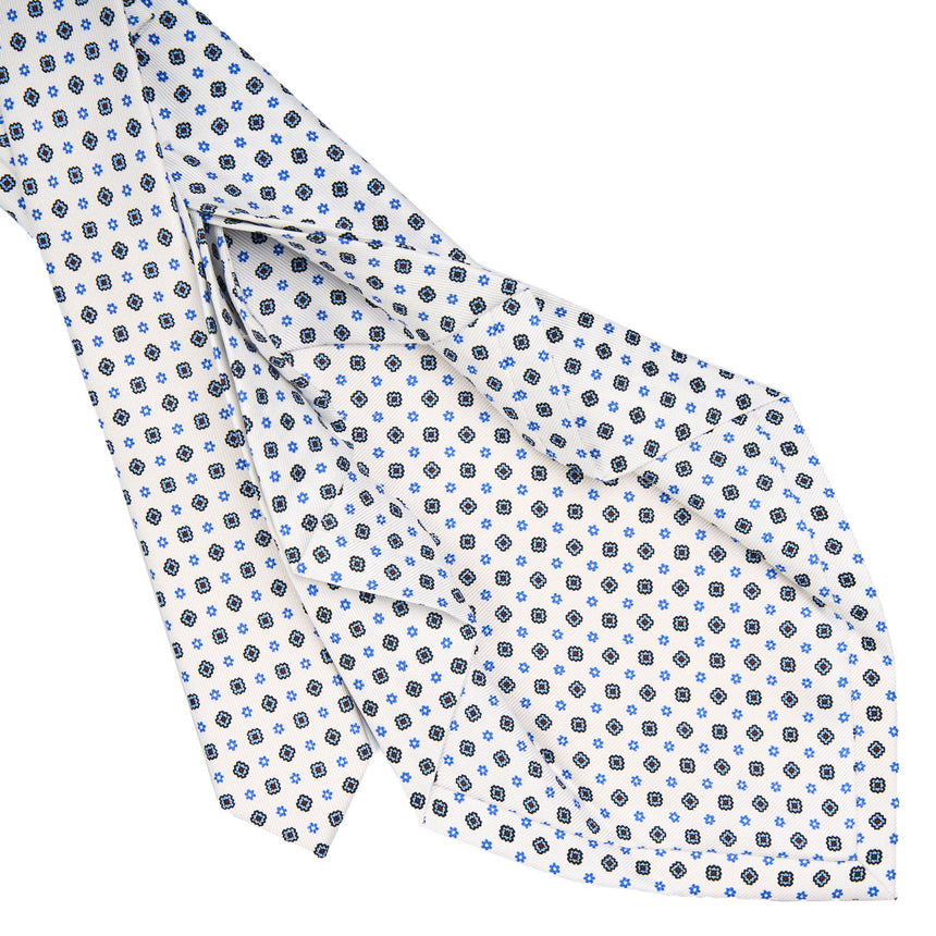 WHITE 7 FOLD SARTORIAL SILK TIE