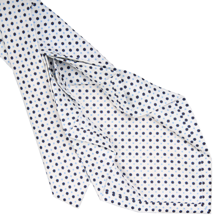 WHITE 7 FOLD SARTORIAL SILK TIE