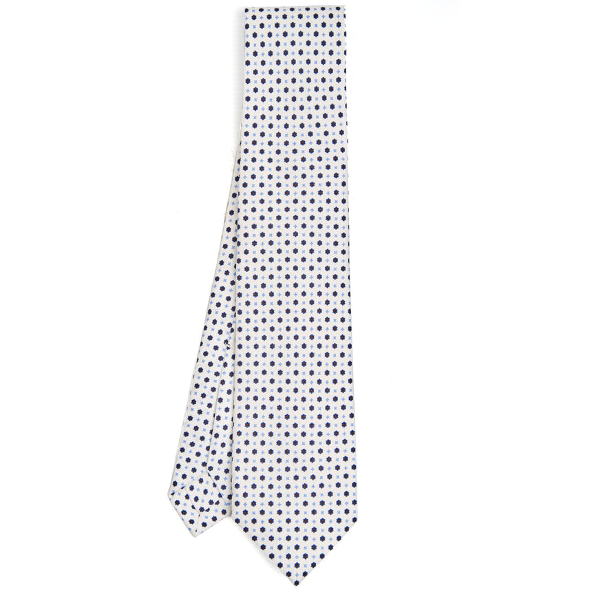 WHITE 7 FOLD SARTORIAL SILK TIE
