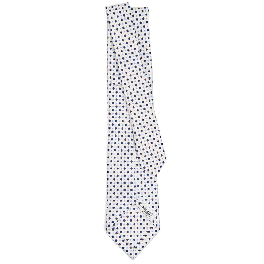 WHITE 7 FOLD SARTORIAL SILK TIE