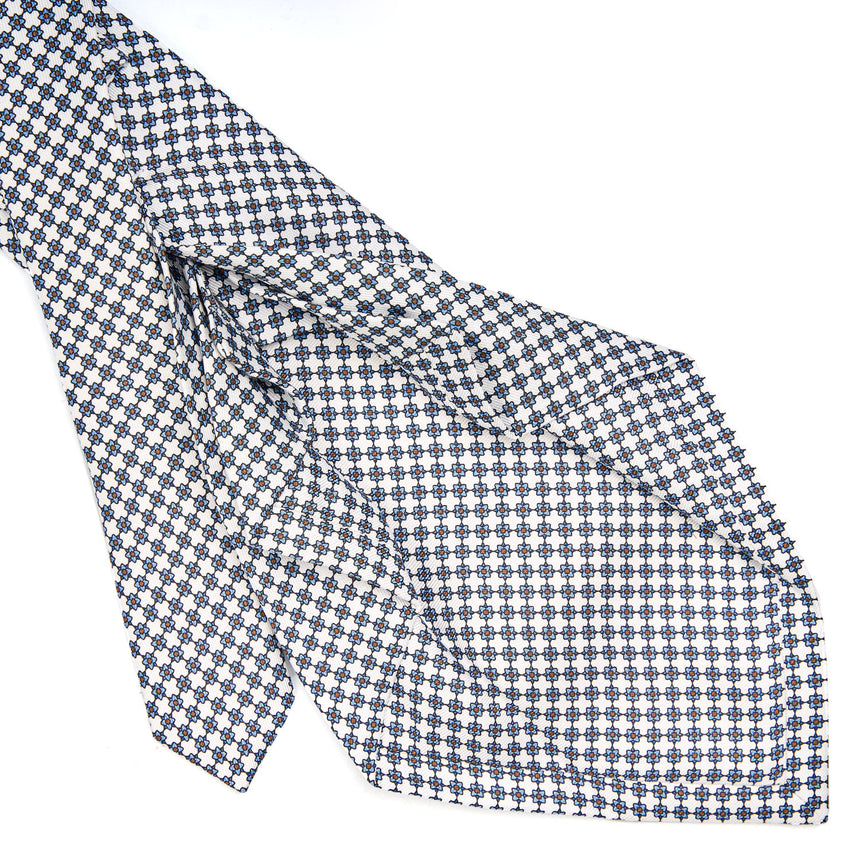 WHITE 7 FOLD SARTORIAL SILK TIE