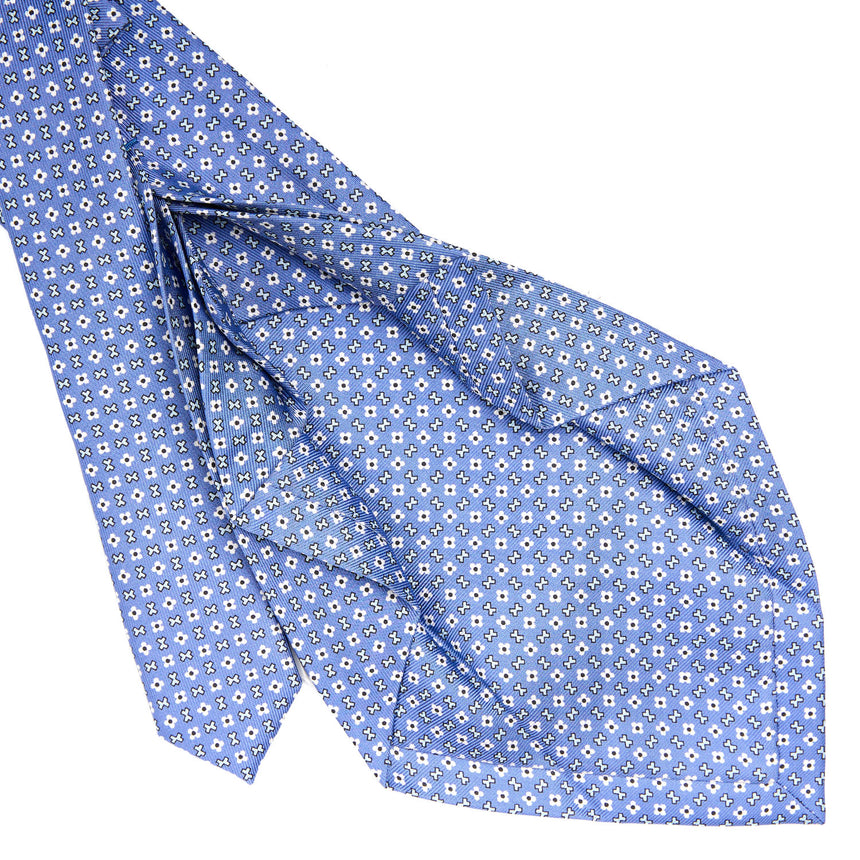 CRAVATTA SARTORIALE 7 PIEGHE IN SETA AZZURRO POLVERE
