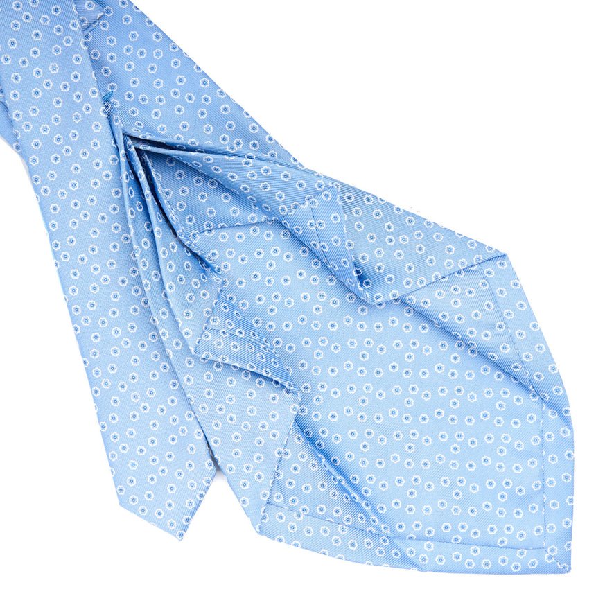CRAVATTA SARTORIALE 7 PIEGHE IN SETA AZZURRA