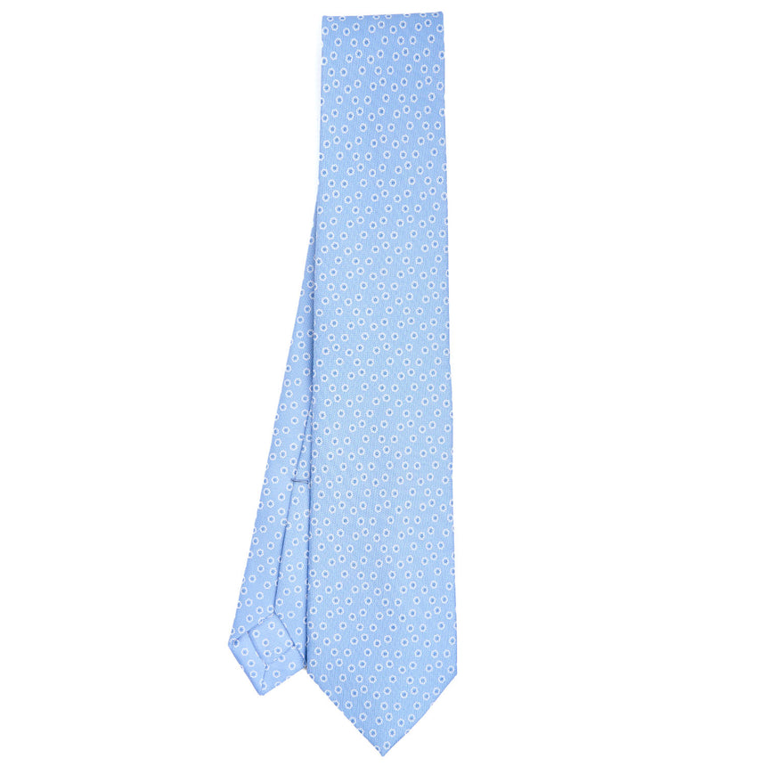 CRAVATTA SARTORIALE 7 PIEGHE IN SETA AZZURRA