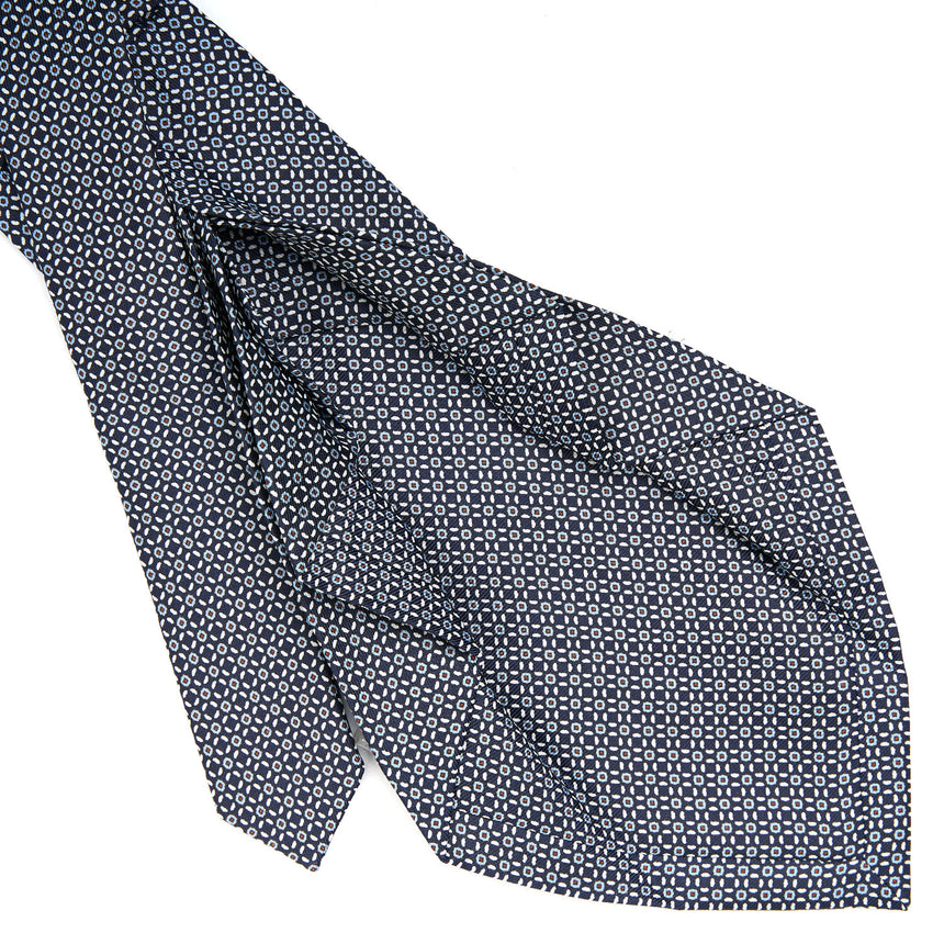 CRAVATTA SARTORIALE 7 PIEGHE IN SETA BLU SCURO
