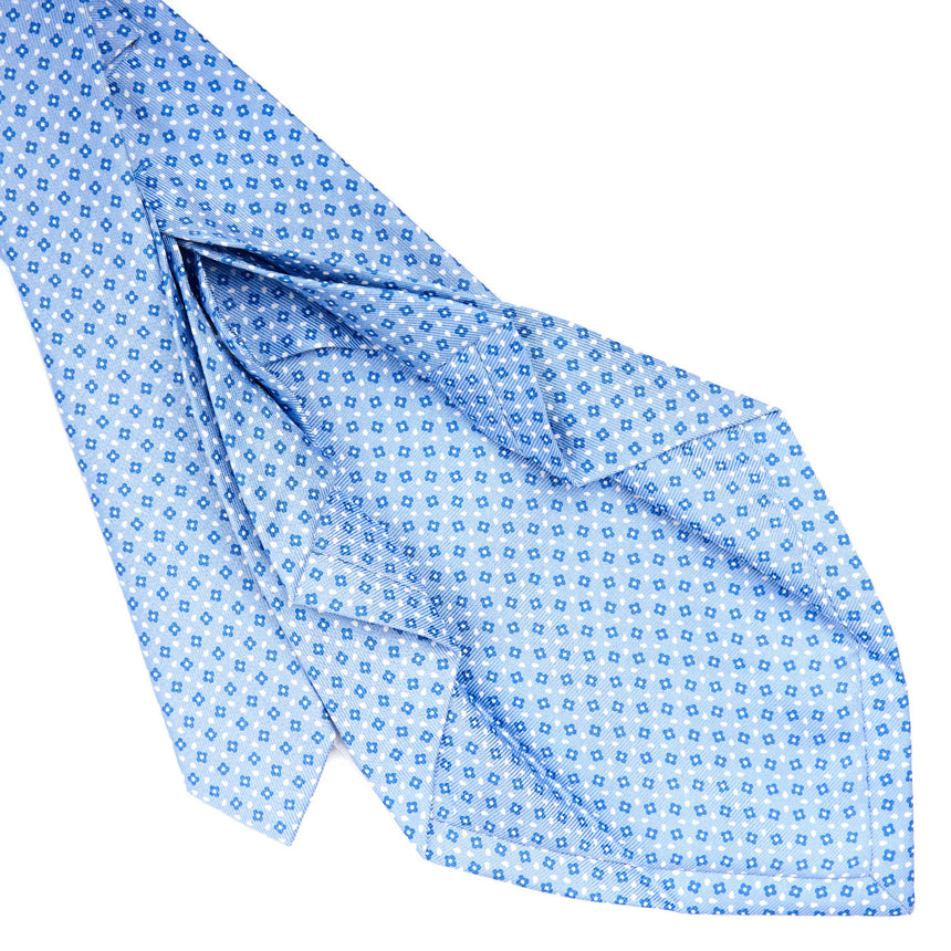 CRAVATTA SARTORIALE 7 PIEGHE IN SETA AZZURRA