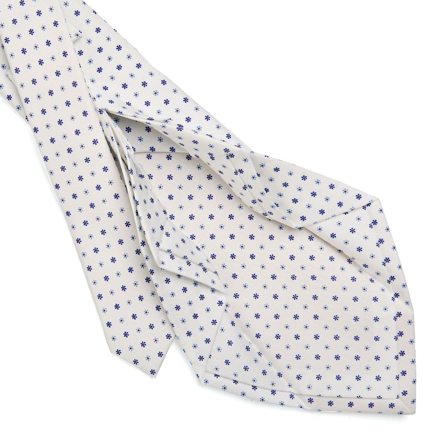 WHITE 7 FOLD SARTORIAL SILK TIE