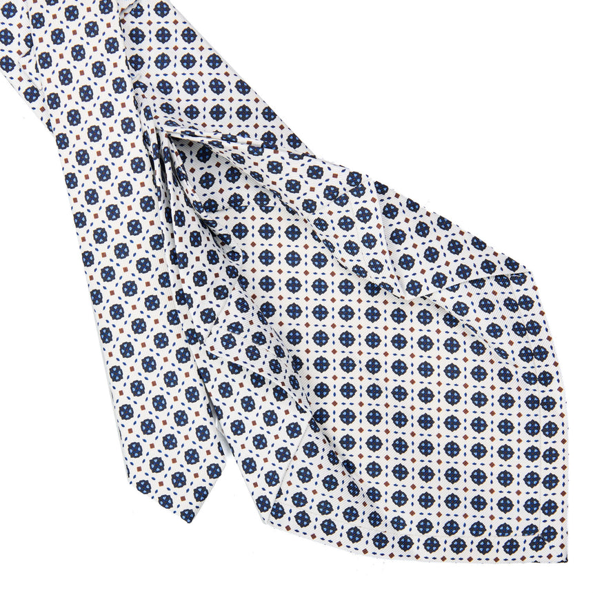 WHITE 7 FOLD SARTORIAL SILK TIE