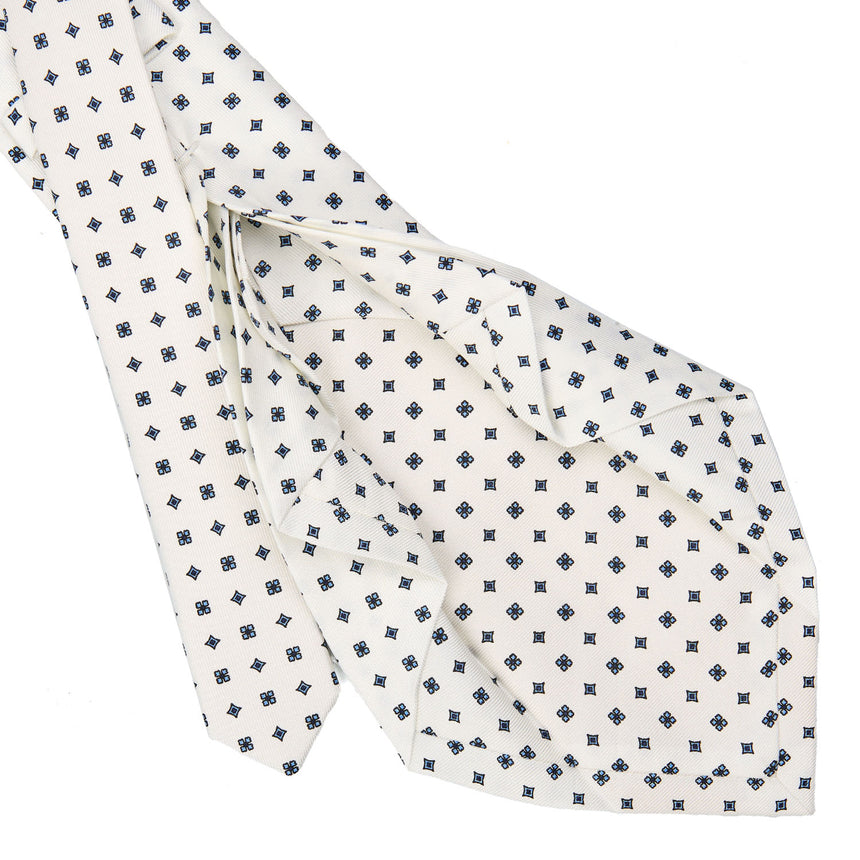 WHITE 7 FOLD SARTORIAL SILK TIE