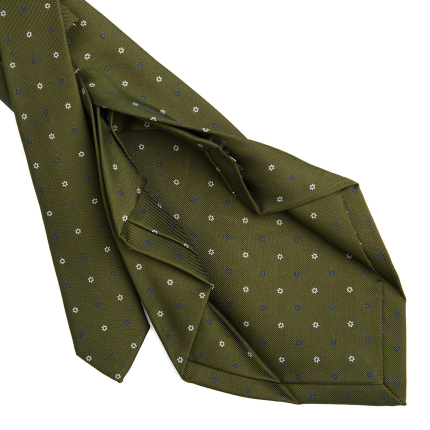CRAVATTA SARTORIALE 7 PIEGHE IN SETA VERDE OLIVA