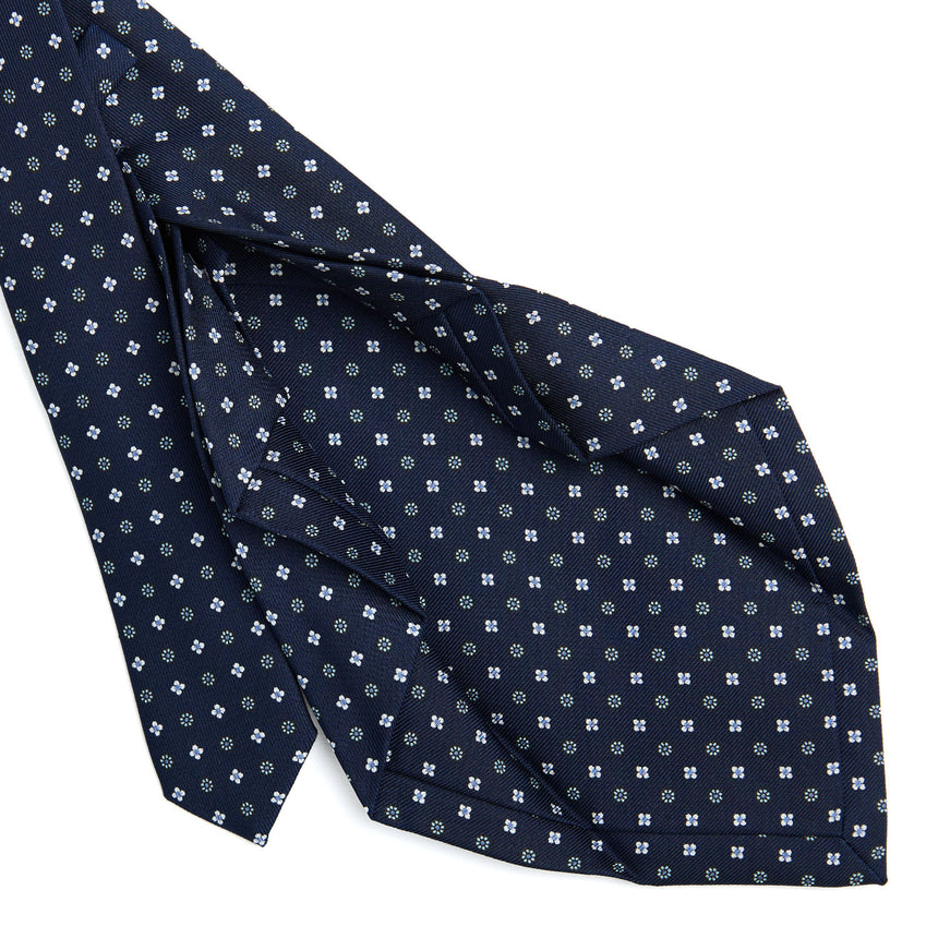 CRAVATTA SARTORIALE 7 PIEGHE IN SETA BLU SCURO
