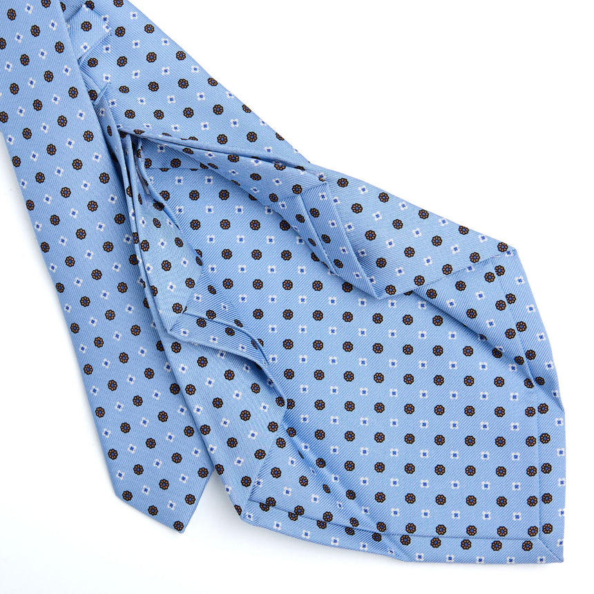 CRAVATTA SARTORIALE 7 PIEGHE IN SETA AZZURRA