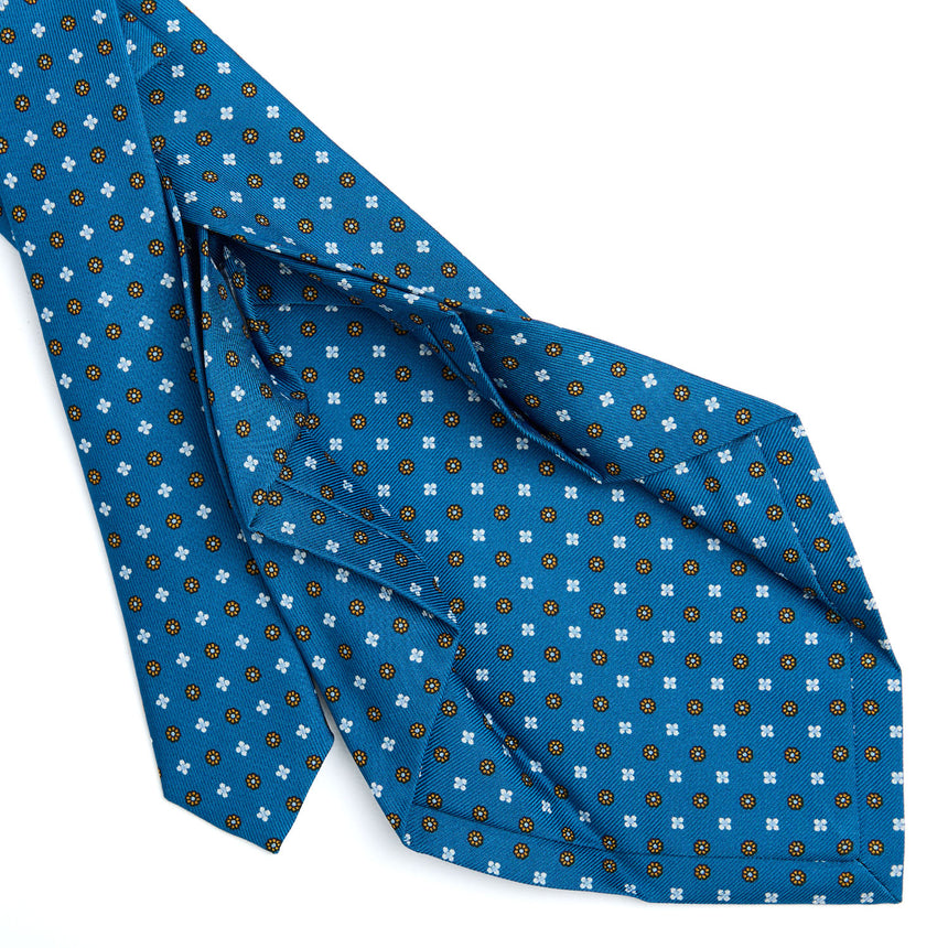 CRAVATTA SARTORIALE 7 PIEGHE IN SETA BLU MEDIO