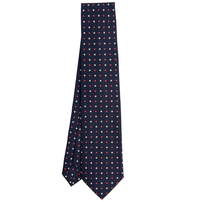 CRAVATTA SARTORIALE 7 PIEGHE IN SETA BLU SCURO