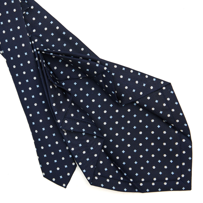 CRAVATTA SARTORIALE 7 PIEGHE IN SETA BLU SCURO
