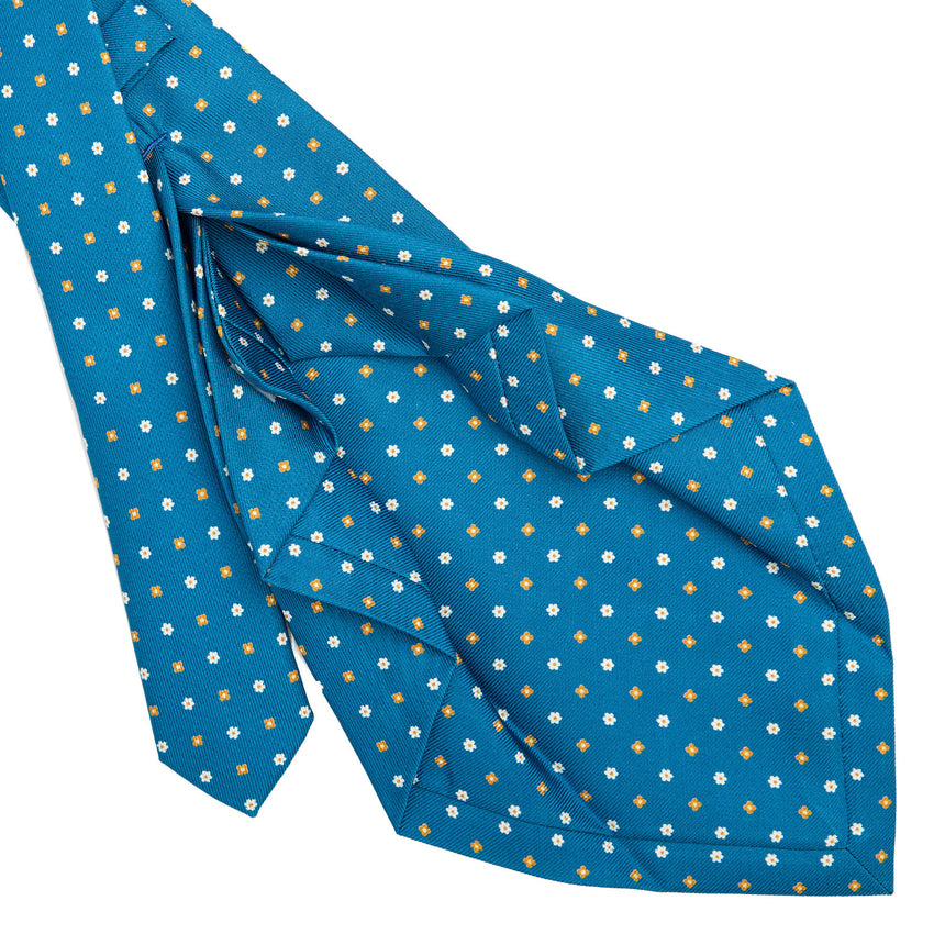 MID BLUE 7 FOLD SARTORIAL SILK TIE
