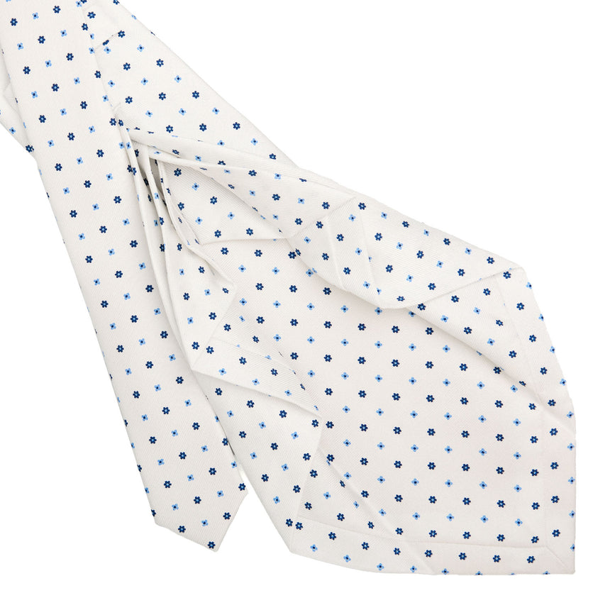 WHITE 7 FOLD SARTORIAL SILK TIE