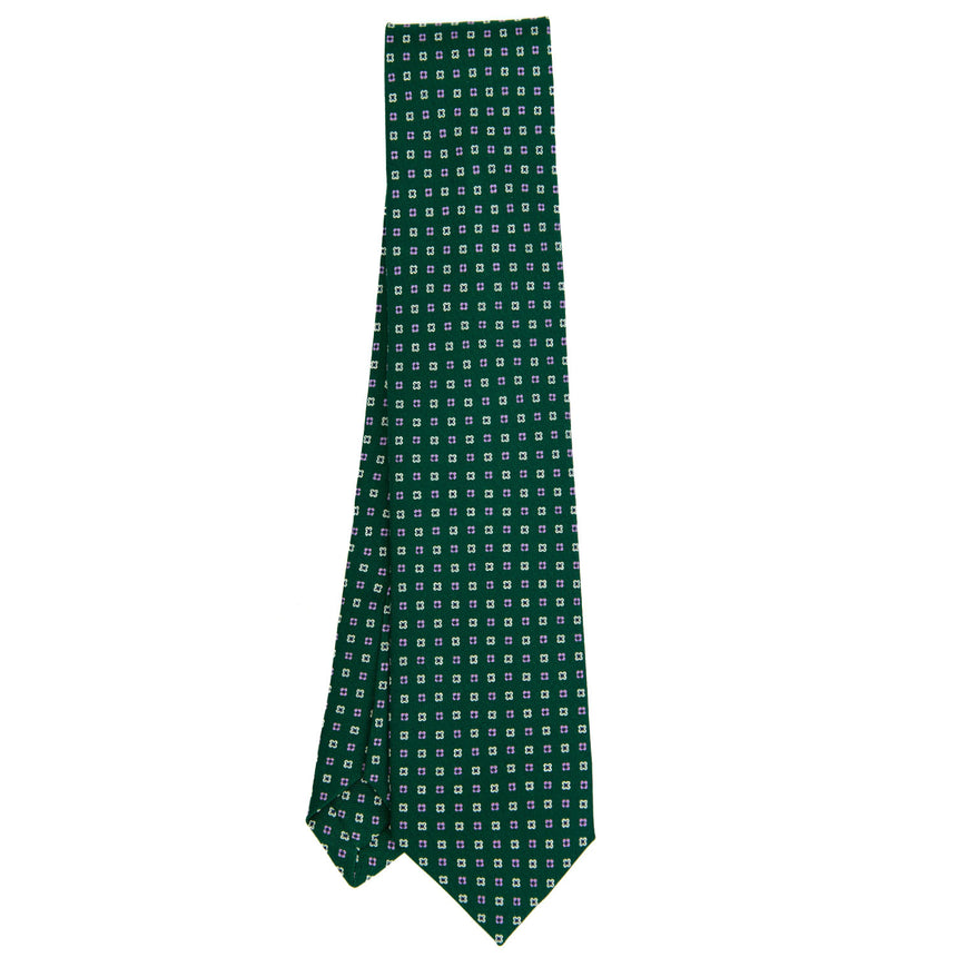 CRAVATTA SARTORIALE 7 PIEGHE IN SETA VERDE SCURO