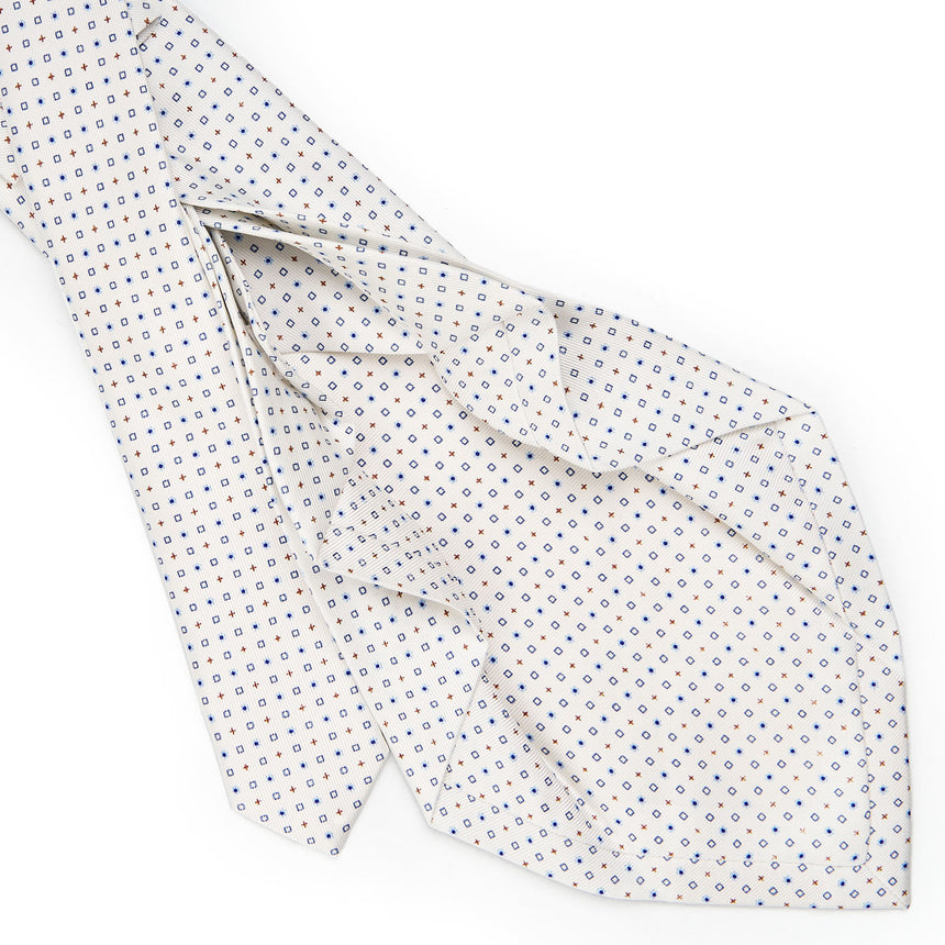 WHITE 7 FOLD SARTORIAL SILK TIE