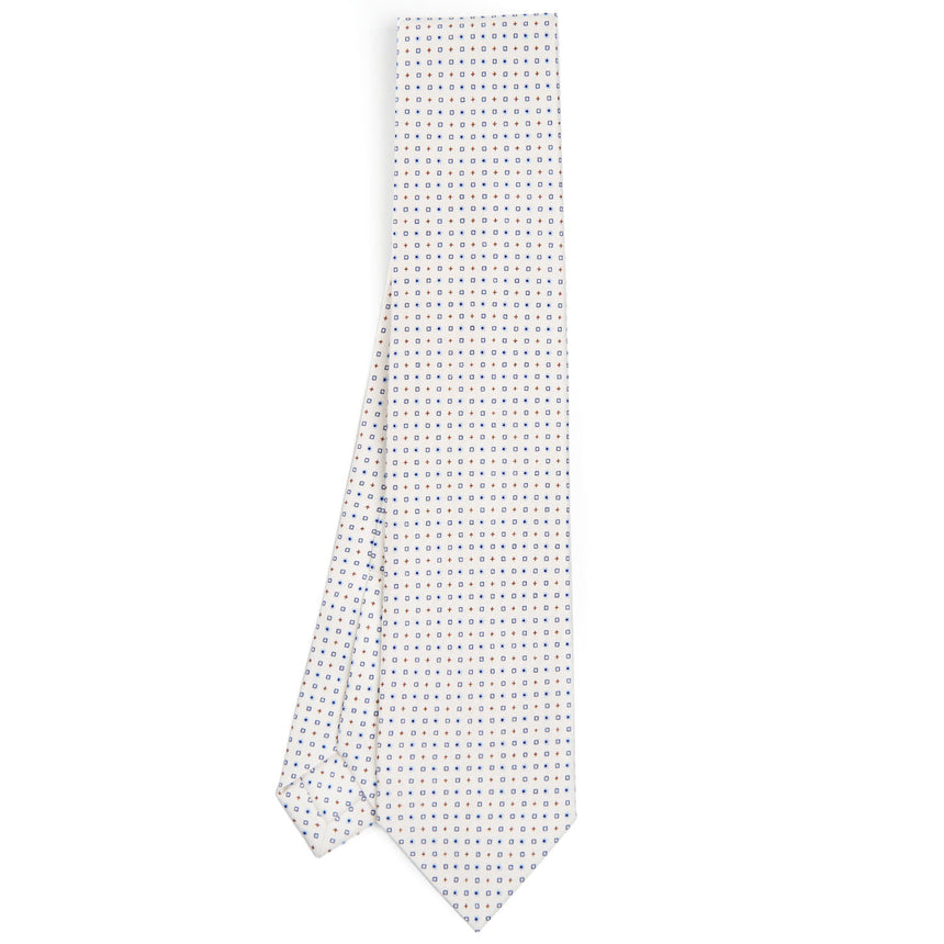 WHITE 7 FOLD SARTORIAL SILK TIE