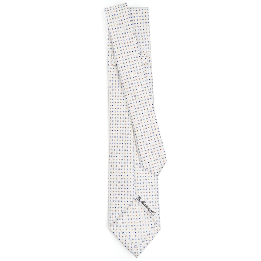 WHITE 7 FOLD SARTORIAL SILK TIE