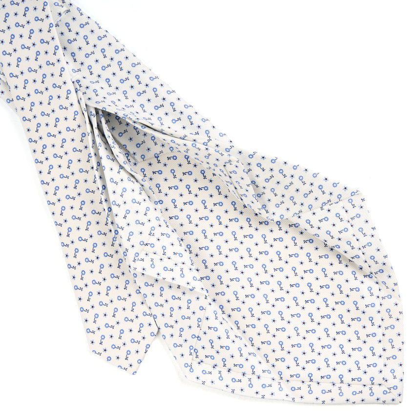 WHITE 7 FOLD SARTORIAL SILK TIE