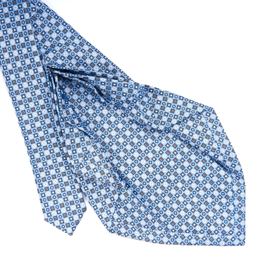 CRAVATTA SARTORIALE 9 PIEGHE IN SETA AZZURRA
