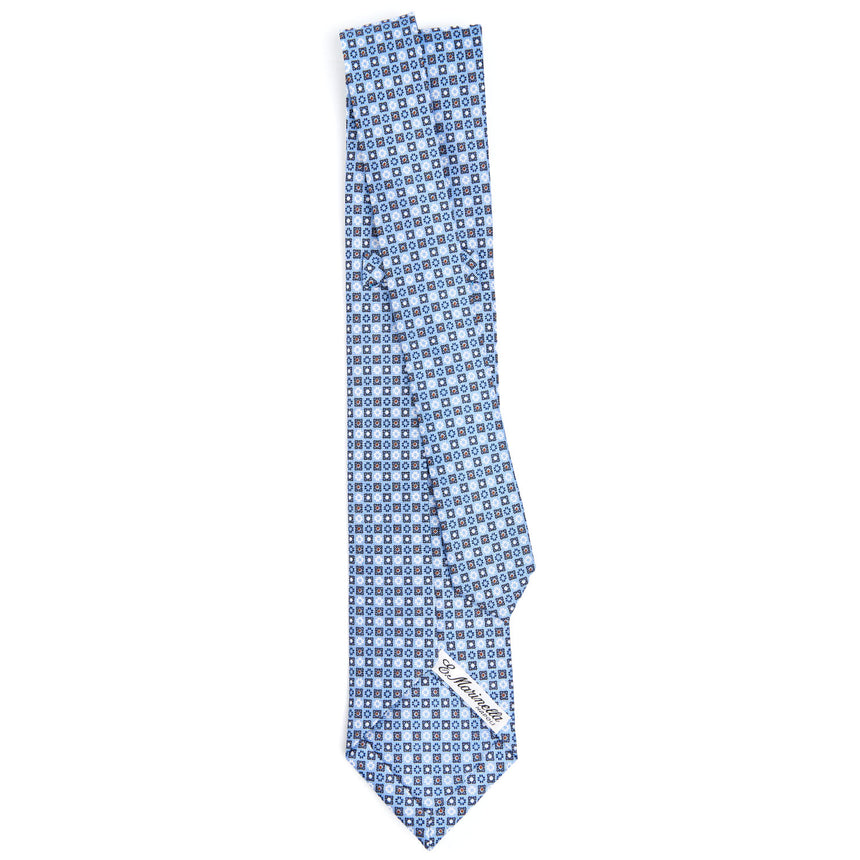 CRAVATTA SARTORIALE 9 PIEGHE IN SETA AZZURRA