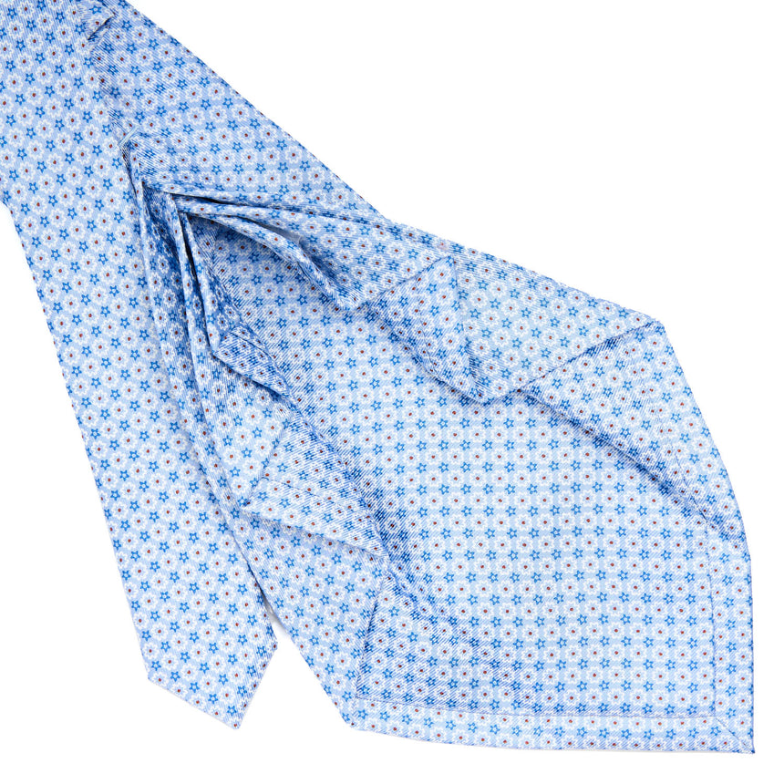CRAVATTA SARTORIALE 9 PIEGHE IN SETA AZZURRA