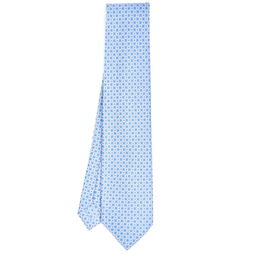 CRAVATTA SARTORIALE 9 PIEGHE IN SETA AZZURRA