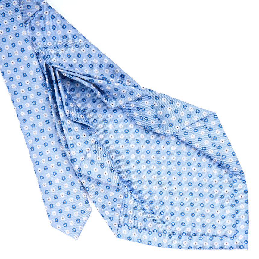 CRAVATTA SARTORIALE 9 PIEGHE IN SETA AZZURRA