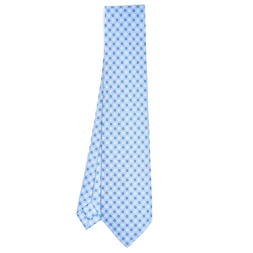 CRAVATTA SARTORIALE 9 PIEGHE IN SETA AZZURRA