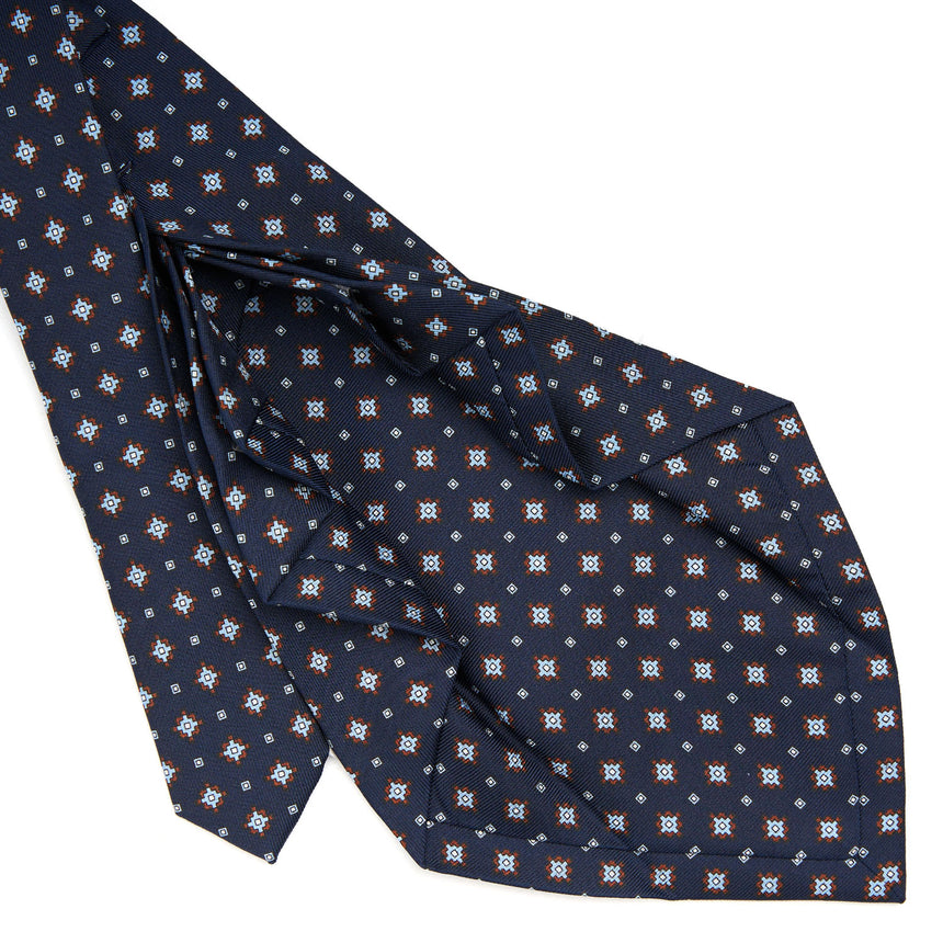 CRAVATTA SARTORIALE 9 PIEGHE IN SETA BLU SCURO