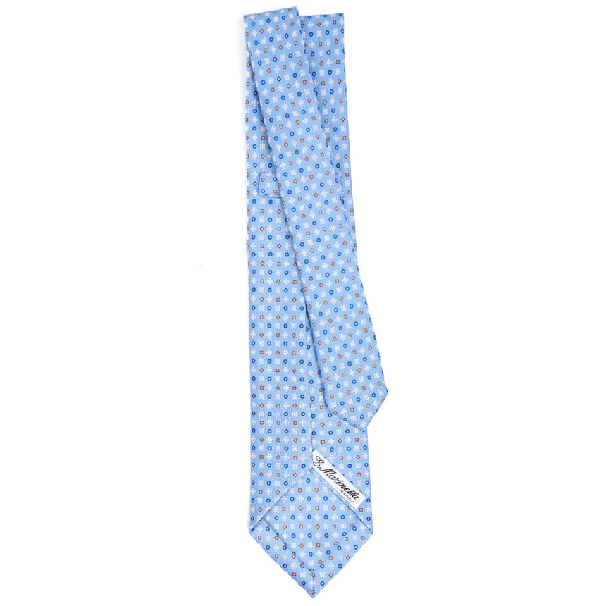light_blue_9_fold_sartorial_silk_tie_small_flower_pattern_full_back_view