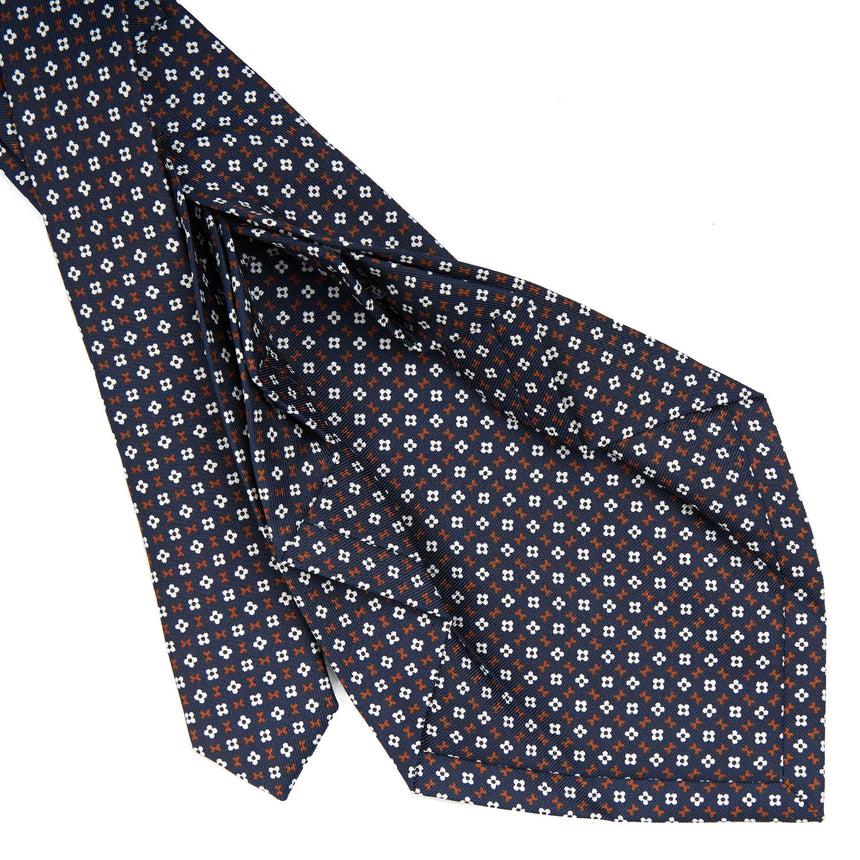 CRAVATTA SARTORIALE 9 PIEGHE IN SETA BLU SCURO