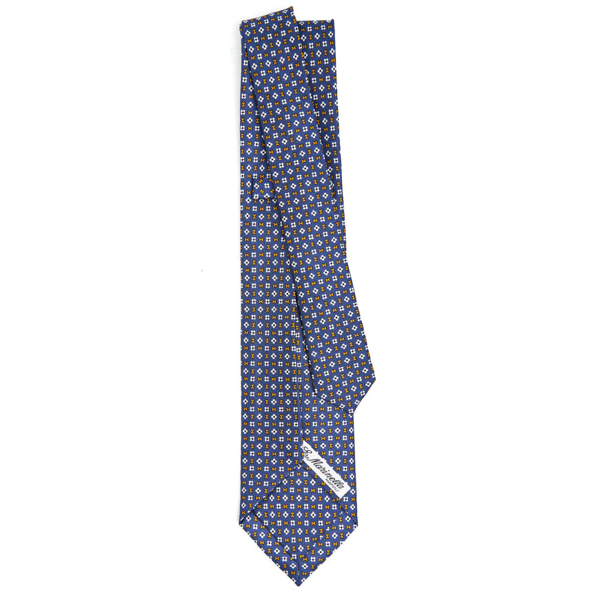 CRAVATTA SARTORIALE 9 PIEGHE IN SETA BLU