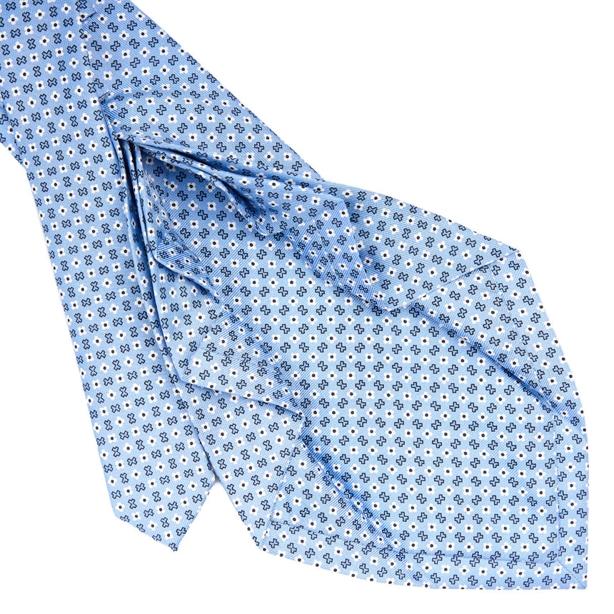 CRAVATTA SARTORIALE 9 PIEGHE IN SETA AZZURRA
