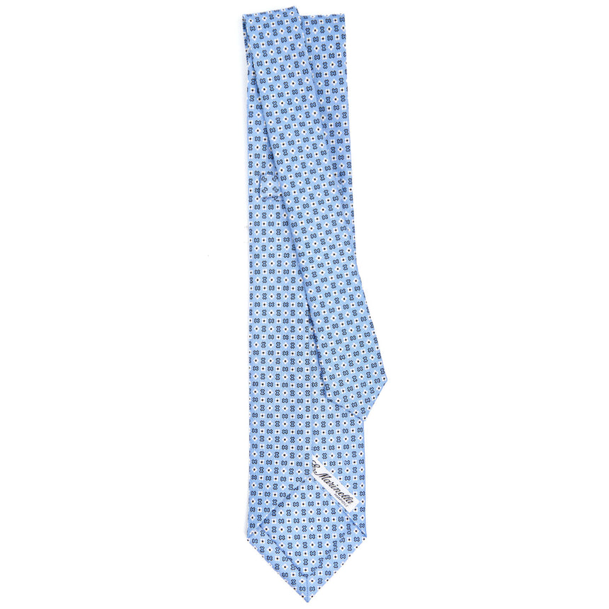 CRAVATTA SARTORIALE 9 PIEGHE IN SETA AZZURRA