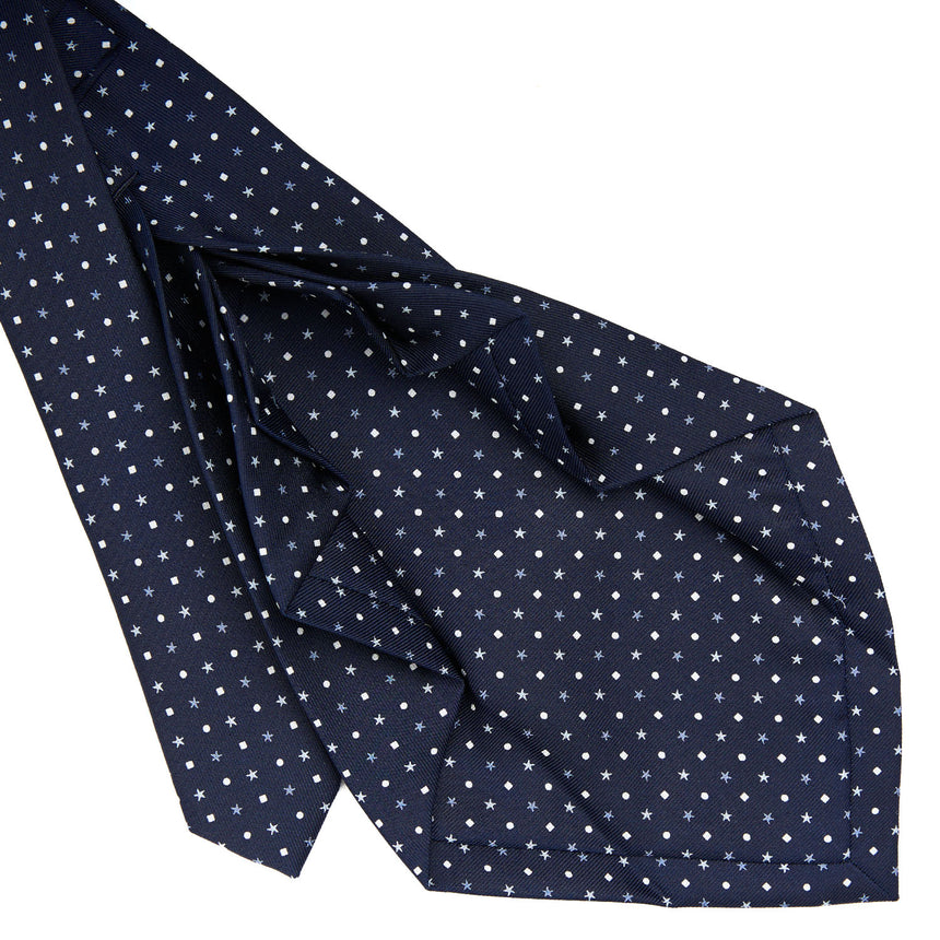 CRAVATTA SARTORIALE 9 PIEGHE IN SETA BLU SCURO