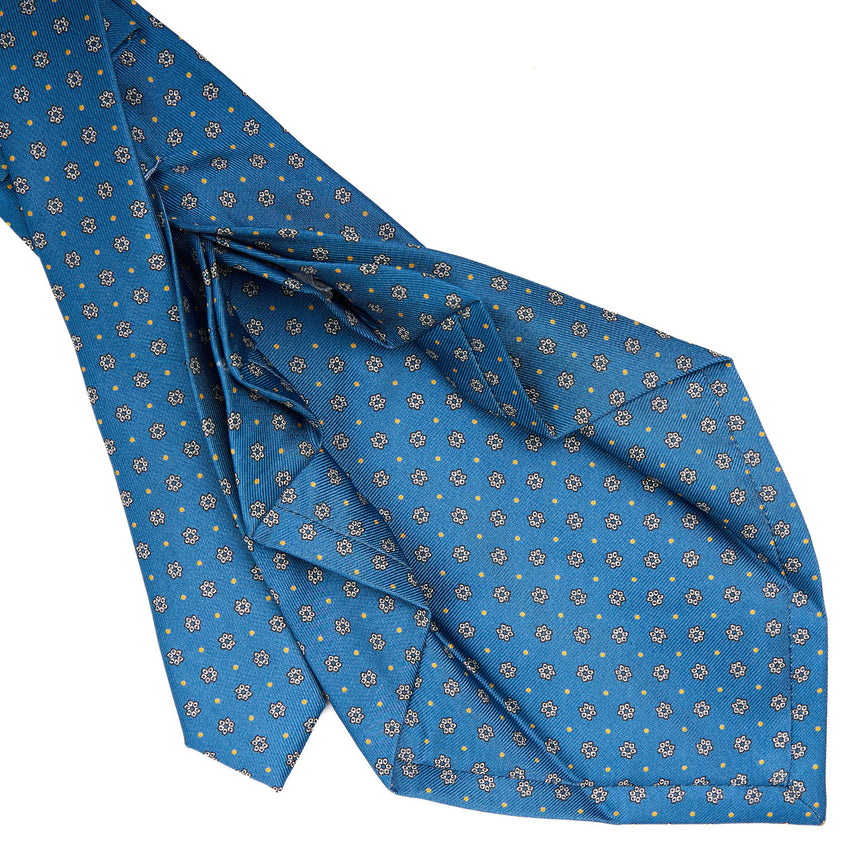 CRAVATTA SARTORIALE 9 PIEGHE IN SETA BLU MEDIO