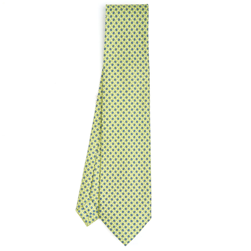 CRAVATTA SARTORIALE 9 PIEGHE IN SETA VERDE CHIARO