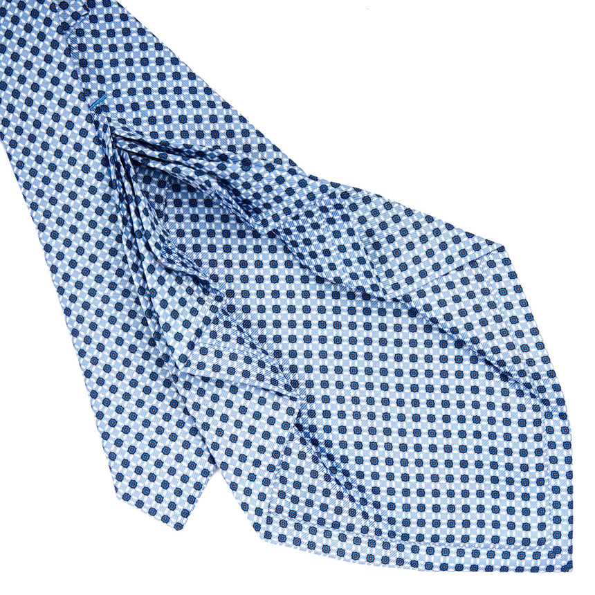 CRAVATTA SARTORIALE 9 PIEGHE IN SETA AZZURRA